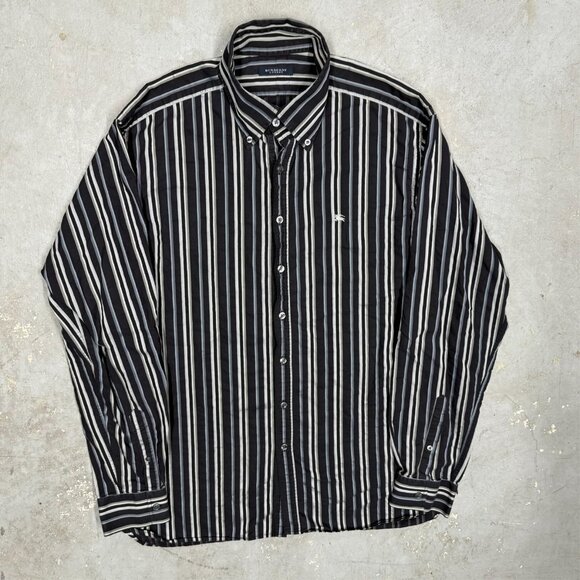 Burberry London Dress Shirt Made in UK Striped Long Sleeve 43 17 XL - Picture 2 of 10